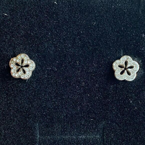 Brighton‎ silver and inset Crystal inset flowers mini post earrings - Picture 3 of 3